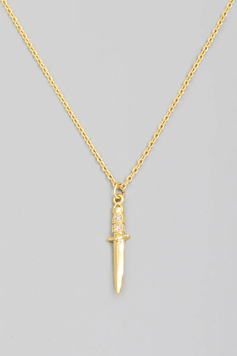 Dainty Knife Dagger Gold Necklace