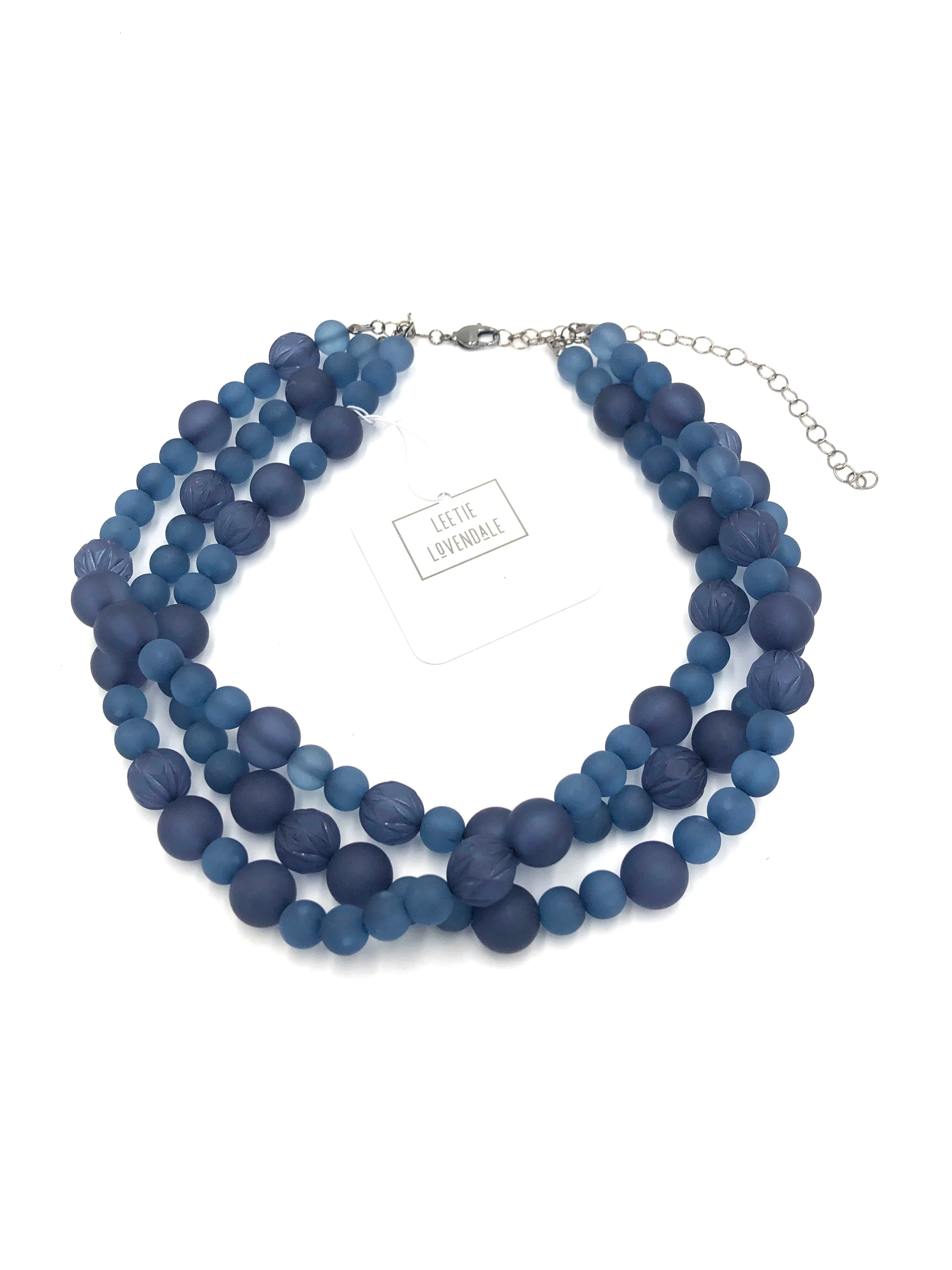 Denim Blue Carved Frosted Morgan Necklace