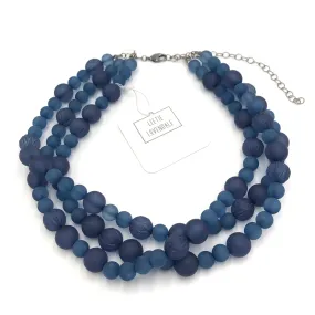 Denim Blue Carved Frosted Morgan Necklace