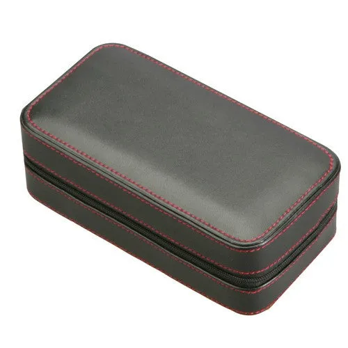 Diplomat Black Leather 2 Watch Travel Case