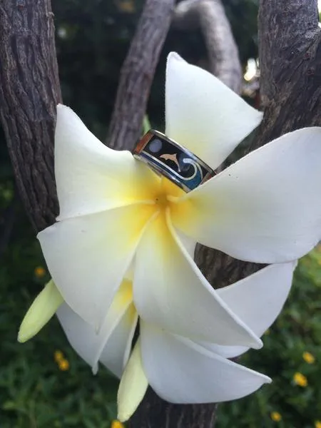 Dolphin Ring with Opal and Koa Wood