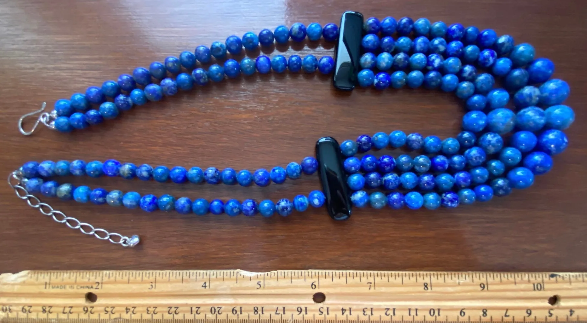 DTR Jay King Sterling Silver 925 Blue Lapis Black Onyx Multistrand Necklace