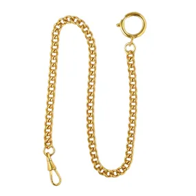 Dueber Gold Plated Stainless Steel "Sport Chain" Pocket Watch Chain with Spring Ring 548G