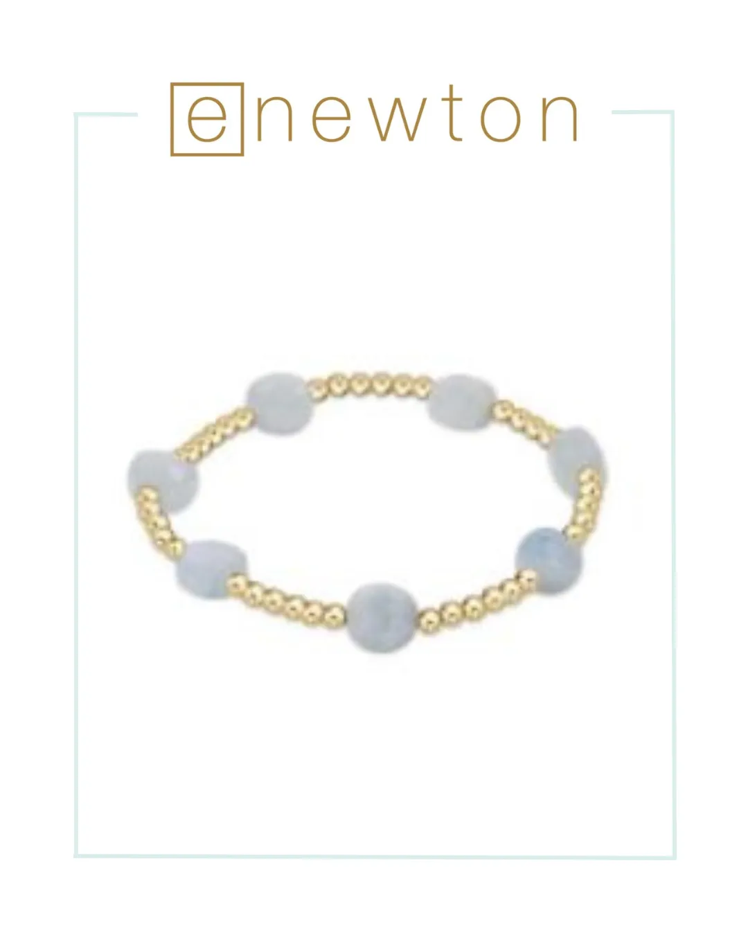 E Newton Admire Gold 3mm Bead Bracelet - Aquamarine