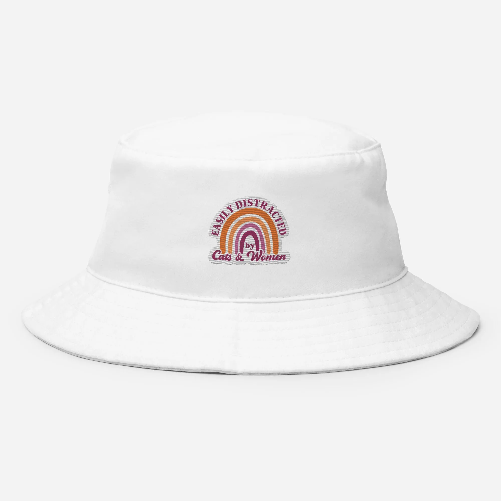 EASILY DISTRACTED by CATS & WOMEN Premium Embriodered Bucket Hat