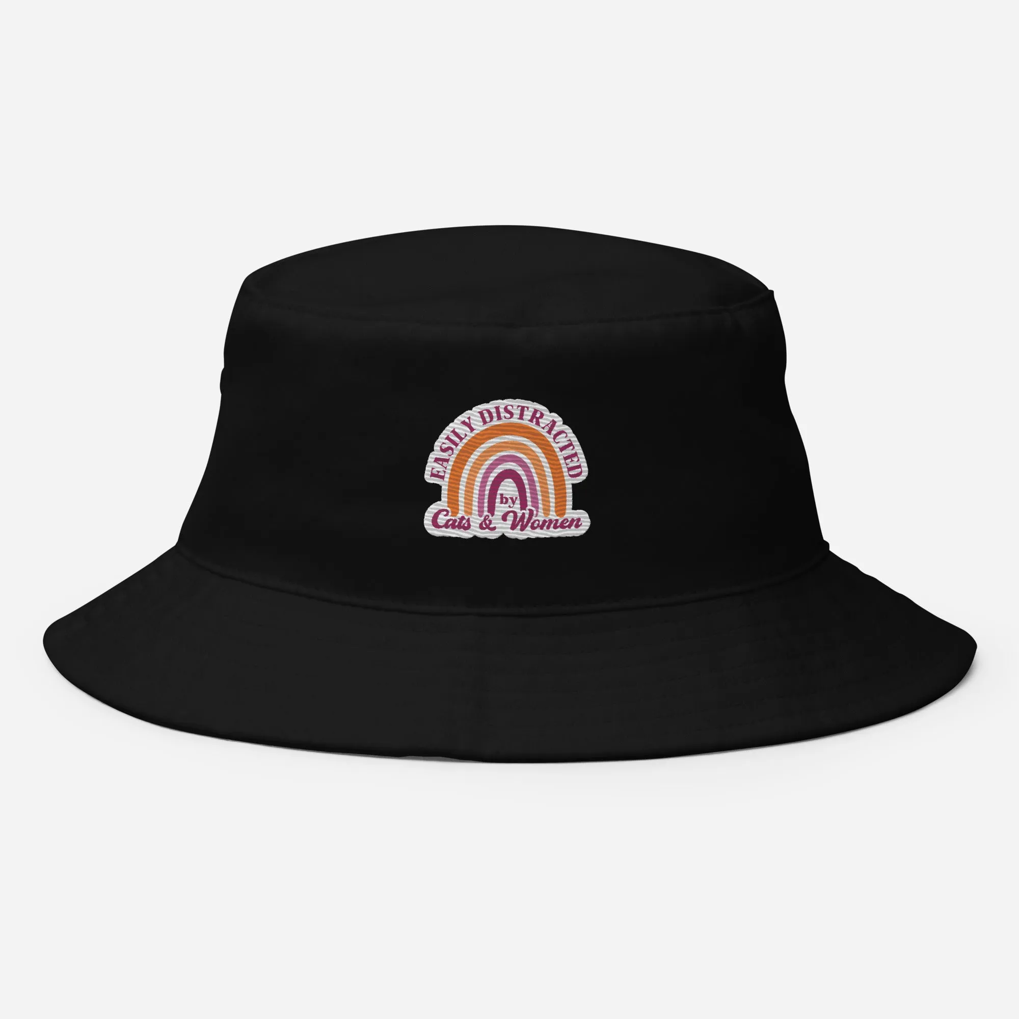 EASILY DISTRACTED by CATS & WOMEN Premium Embriodered Bucket Hat