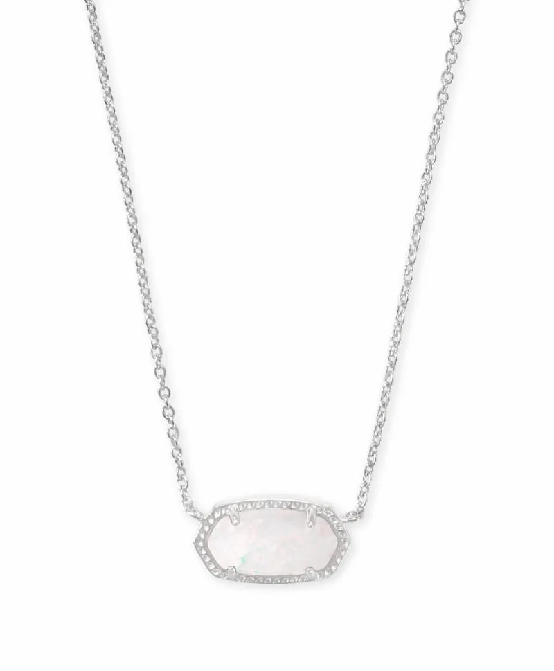 Elisa Rhodium - White Opal Necklace