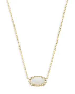 Elisa Short Pendant Necklace in Gold White Opal