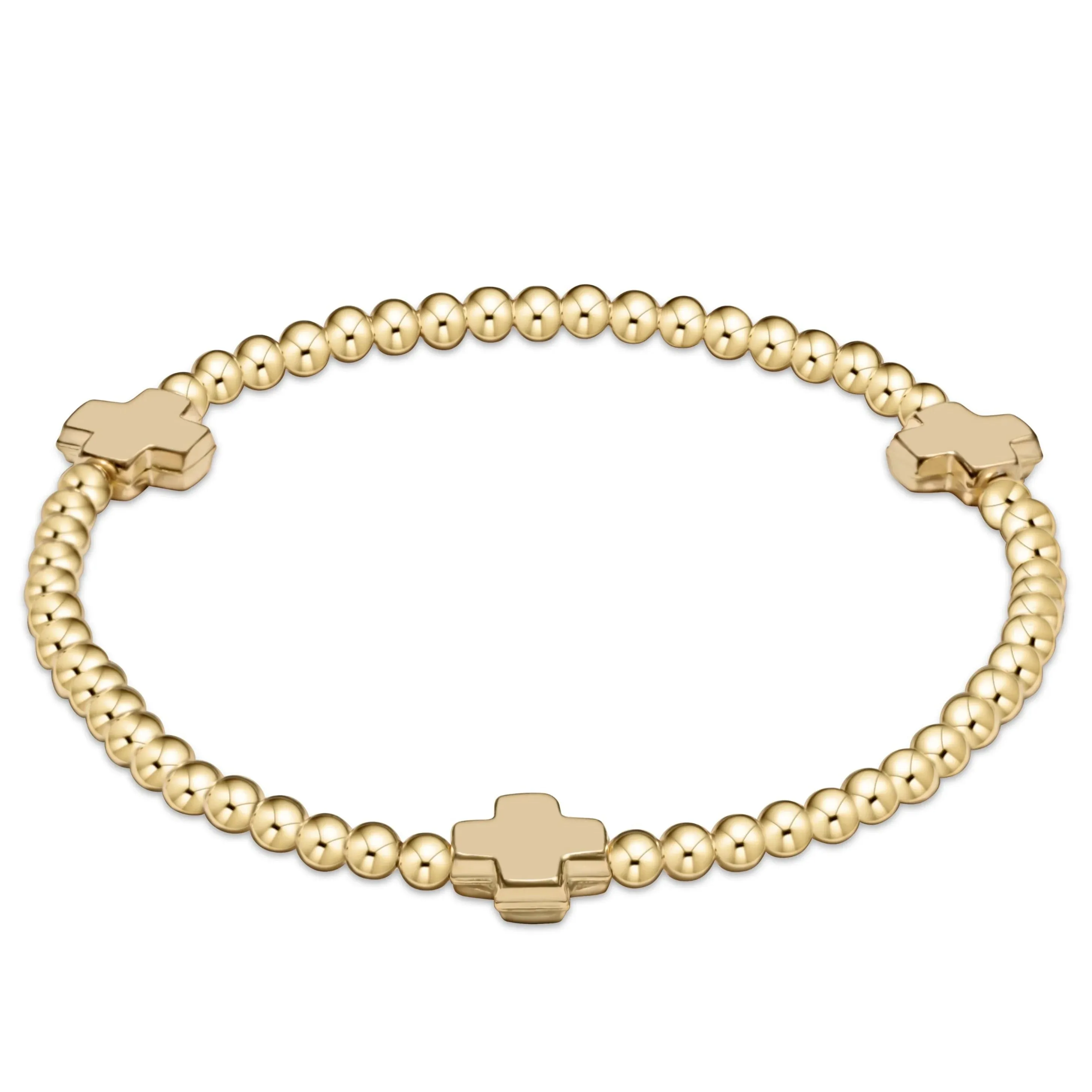 enewton Extends - signature cross gold pattern 3mm bead bracelet-gold