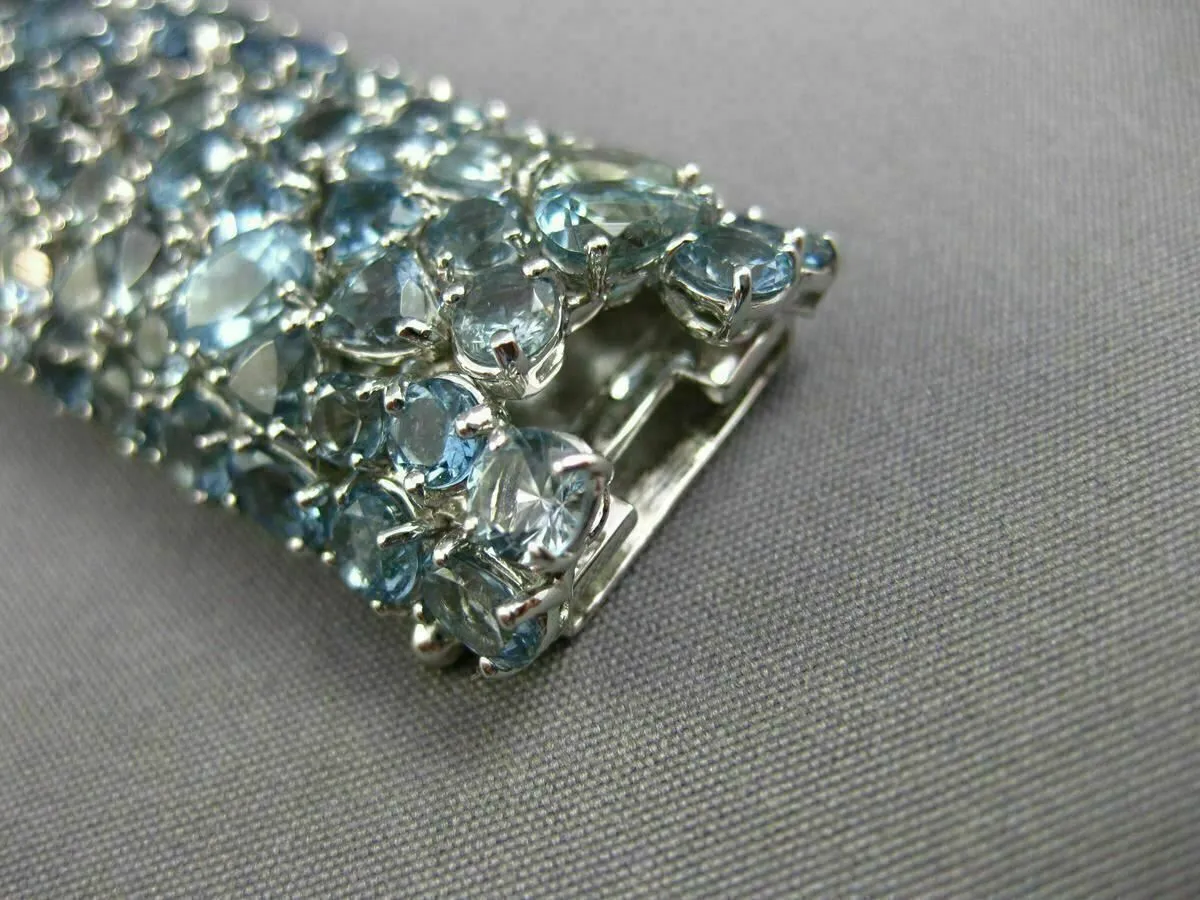 ESTATE MASSIVE 70.37CT AAA AQUAMARINE 18K WHITE GOLD 3D COCKTAIL TENNIS BRACELET