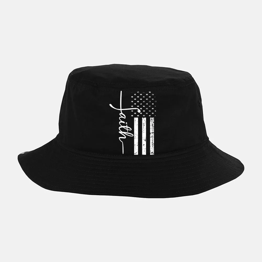 Faith Cross Us Flag Bucket Hat