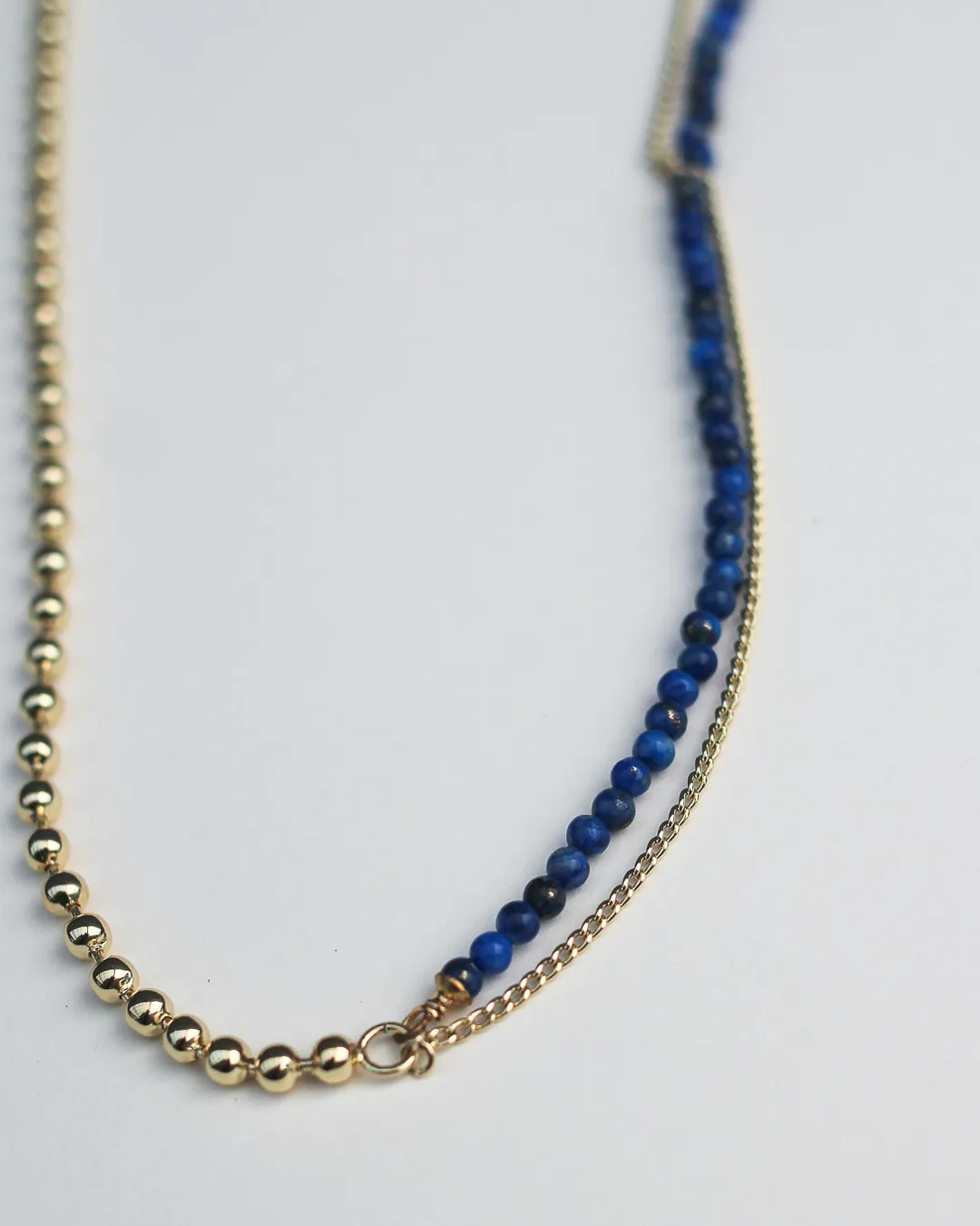 Fine Ball Chain Gemstone Necklace - Lapis Lazuli