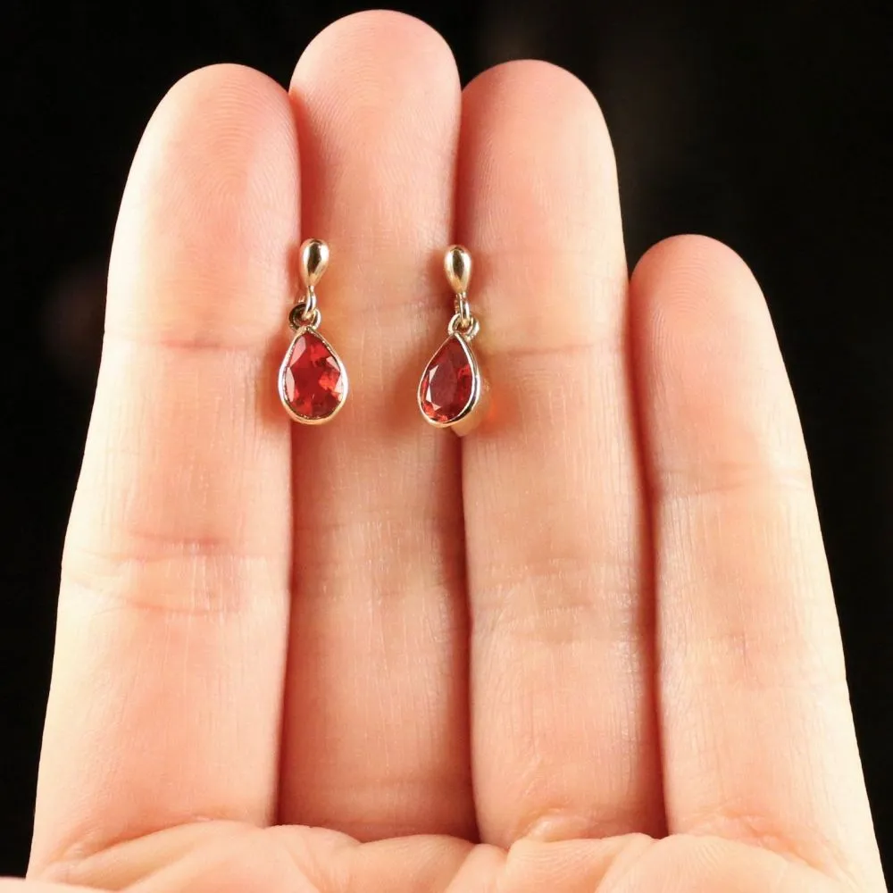 Fire Opal Drop Gold Earrings 9Ct Gold