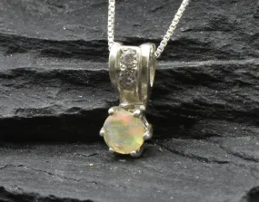 Fire Opal Vintage Pendant - Ethiopian Opal Necklace - Dainty Opal Necklace