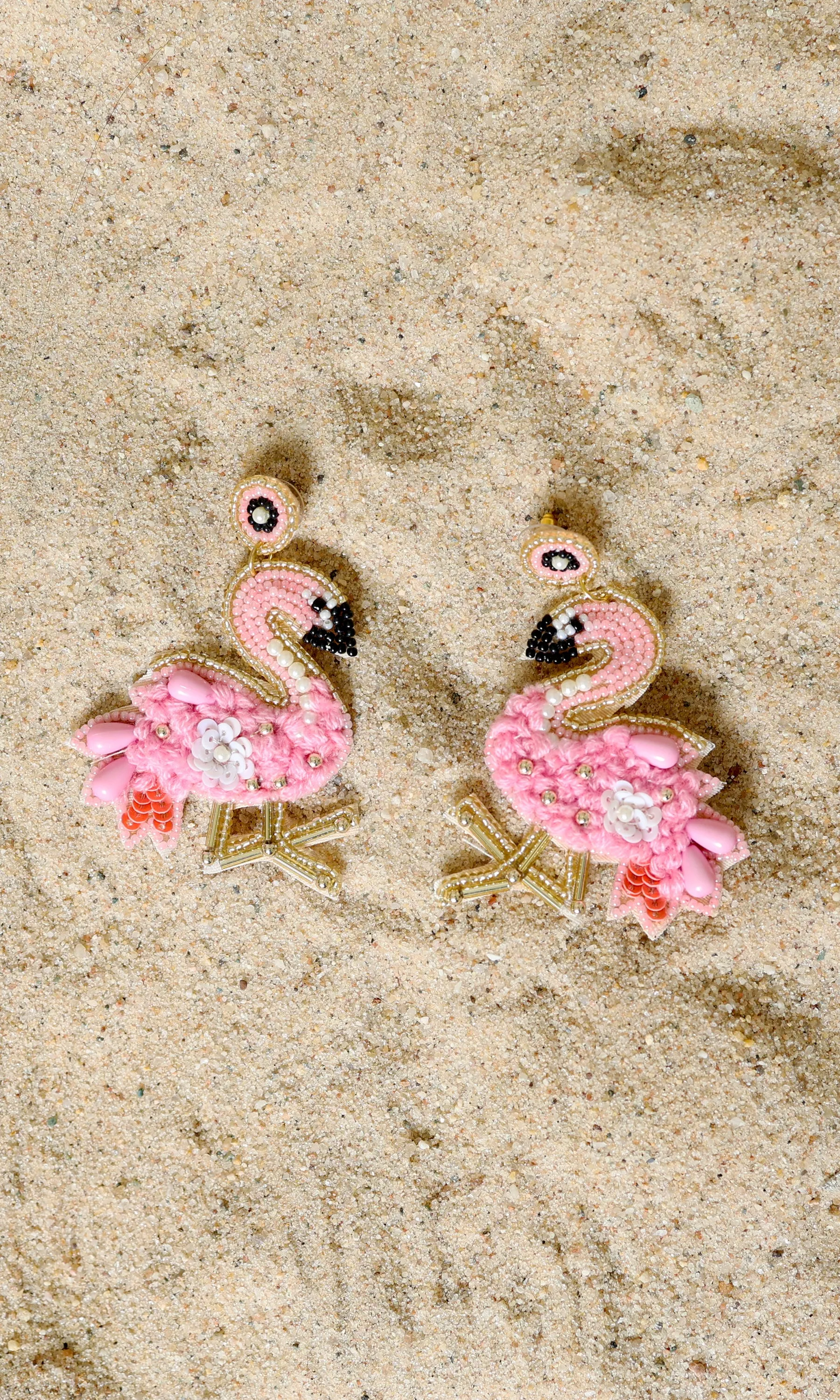 Flamingo | Beaded Earrings - Pink