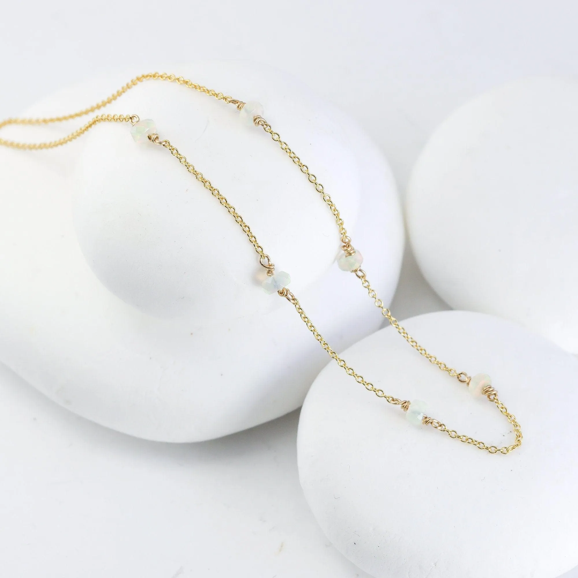 Floating White Opal Necklace