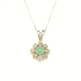 Flower Opal Pendant - Green Chrysoprase Necklace - Vintage Flower Necklace