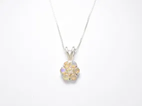 Flower Opal Pendant - Natural Opal Necklace - Yellow Vintage Necklace