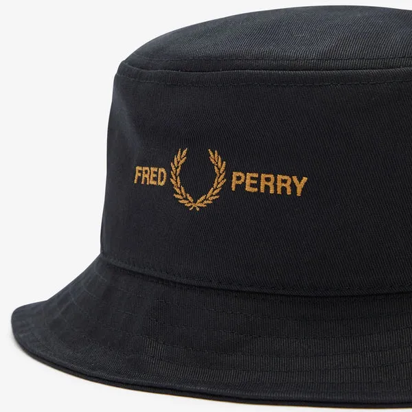 Fred Perry Branded Twill Bucket Hat - Black