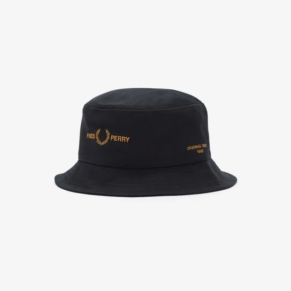 Fred Perry Branded Twill Bucket Hat - Black