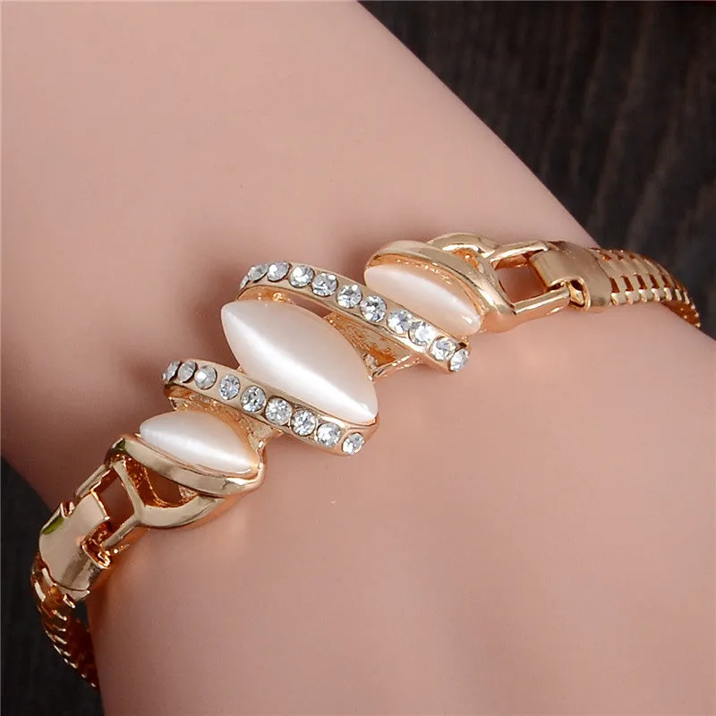 Free Shipping 1pc Women Gold Filled Shine Austrian Crystal Bracelets & Bangles Women Opal Bracelet Gift TL227