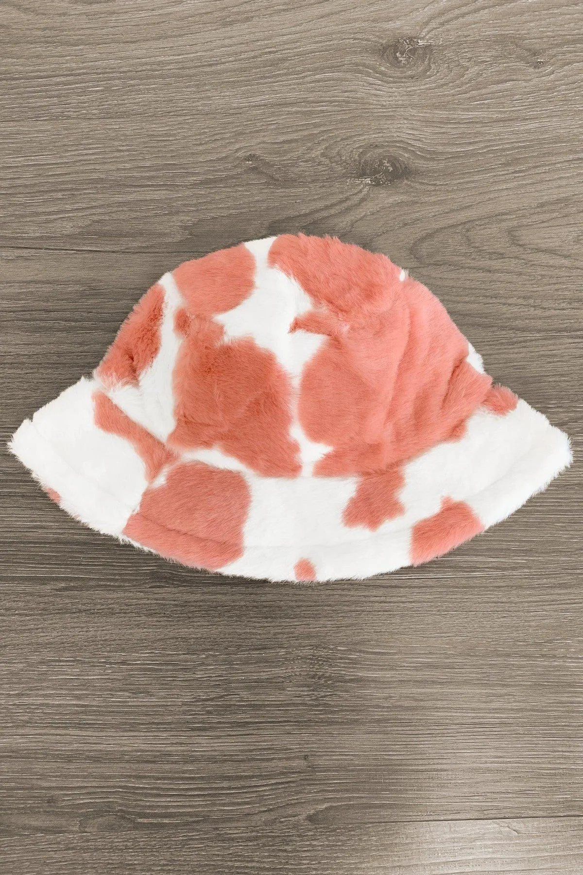 Fuzzy Cow Print Bucket Hat