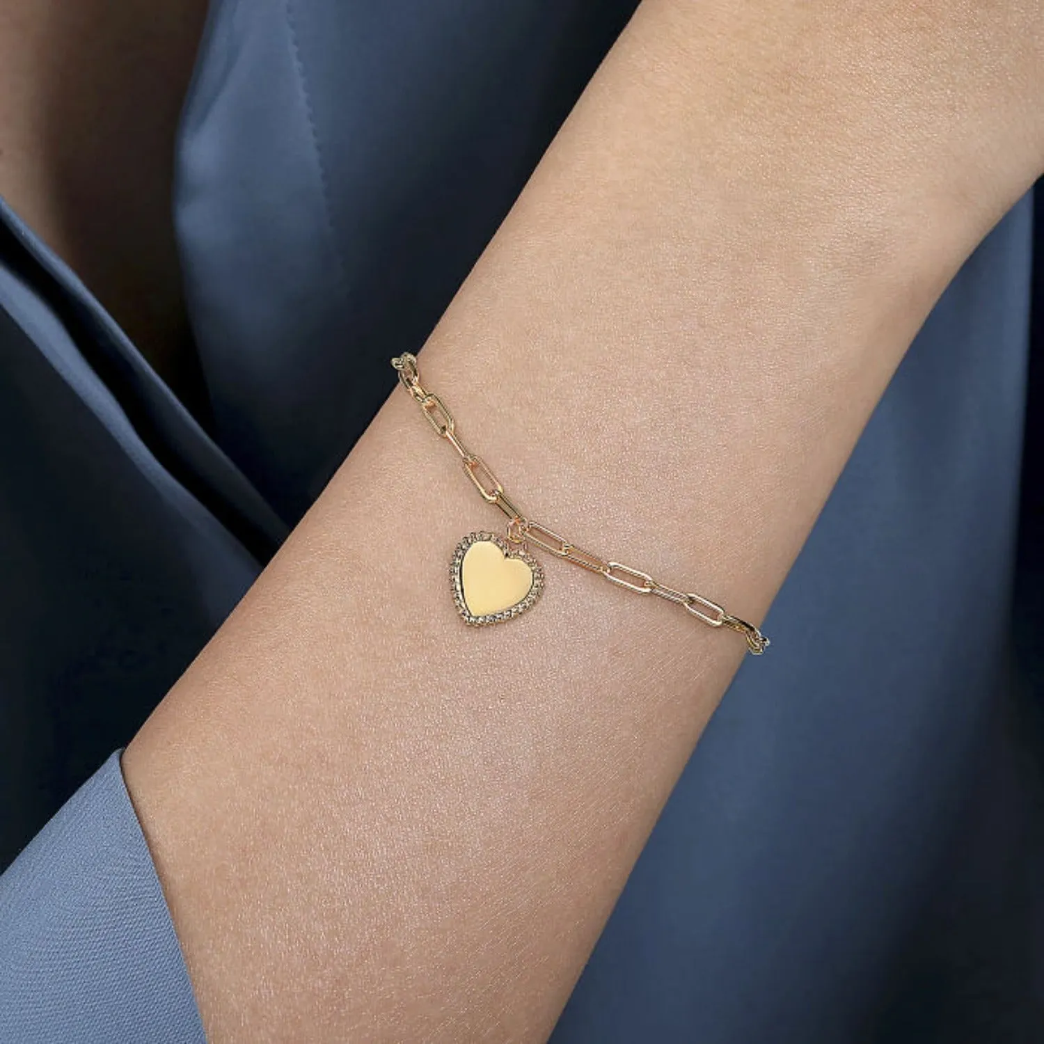 Gabriel & Co. Paperclip Bracelet with Customizable Heart Charm