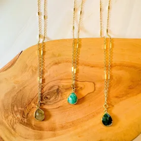 Gemstone Droplet Necklace