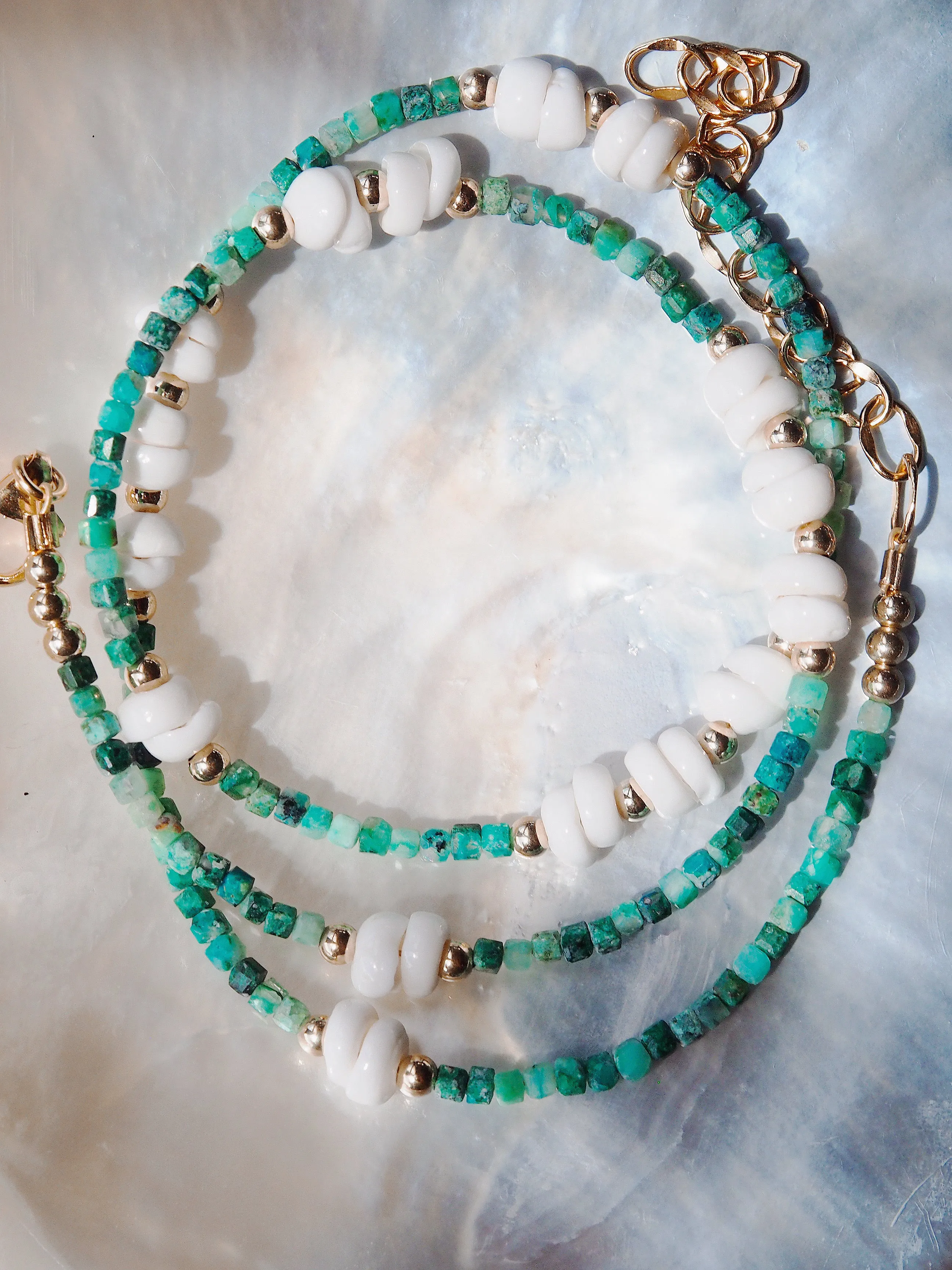 Gemstone Puka Shell Necklace - Ke'alohi