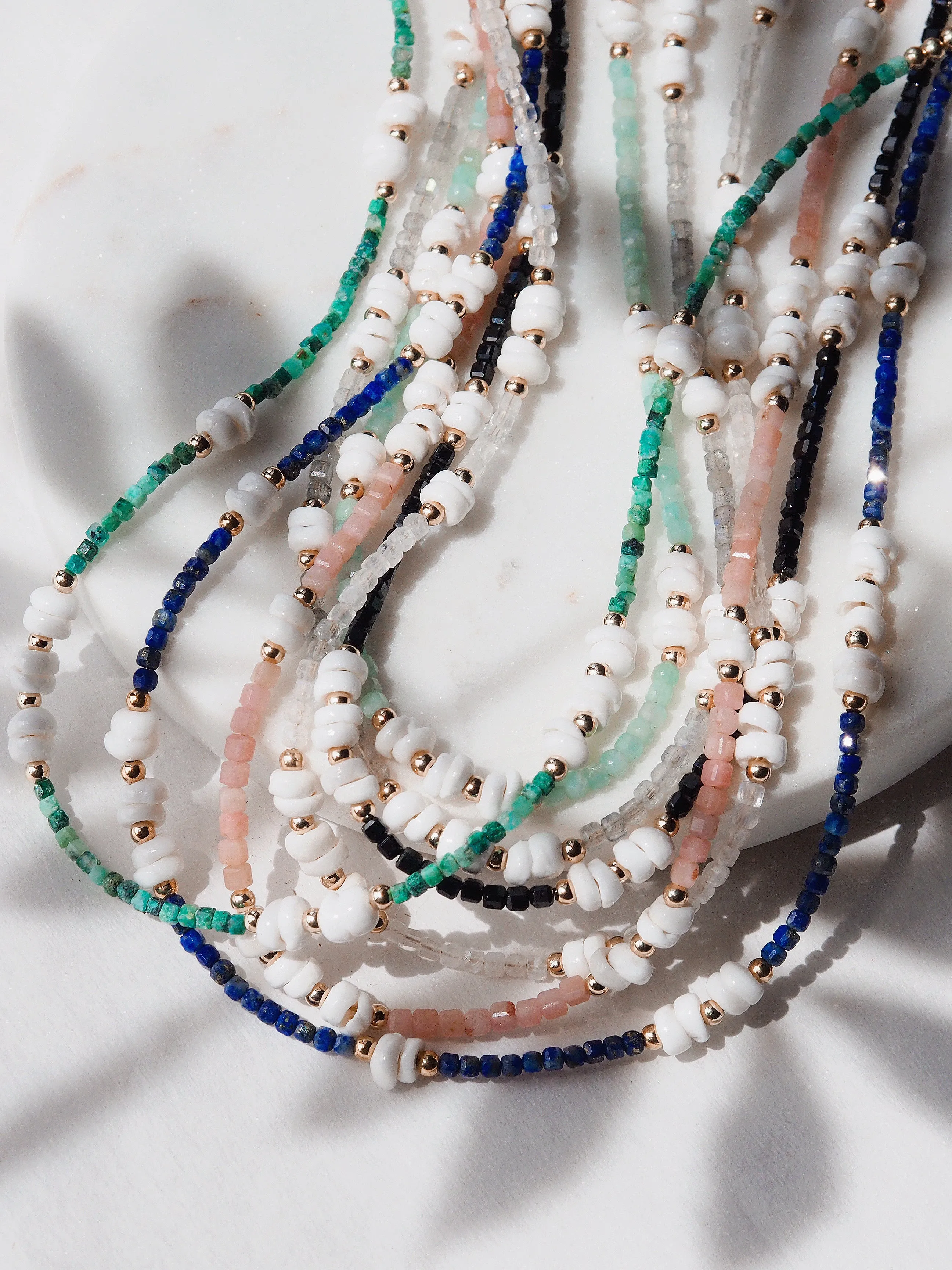 Gemstone Puka Shell Necklace - Ke'alohi