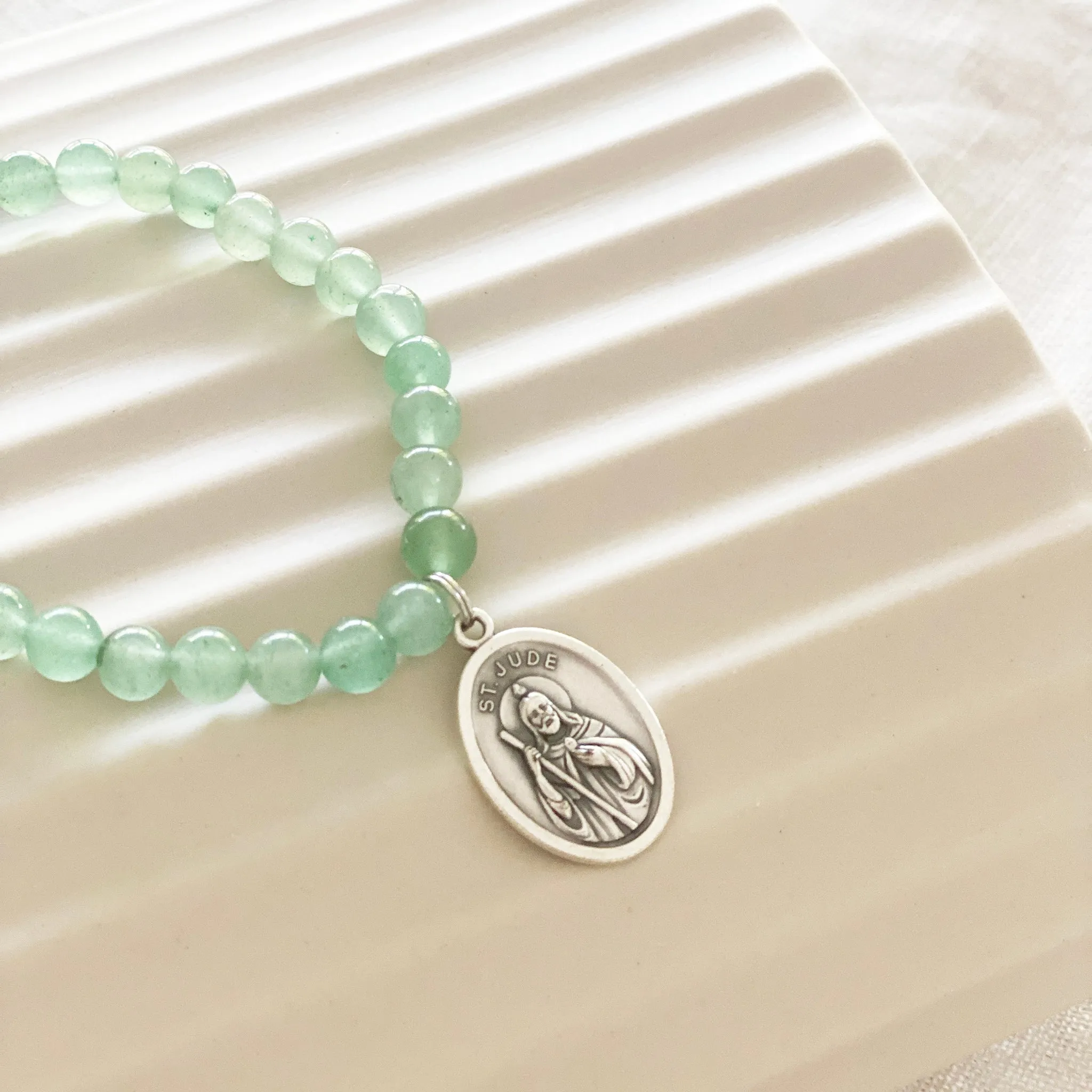 Gemstone Saint Bracelet - Green Aventurine