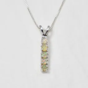 Genuine Opal Necklace - Vertical Opal Pendant -  October Birthstone Necklace