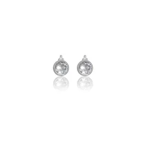 Georgini Natural Aquamarine and Two Natural Diamond March Earrings - Silver