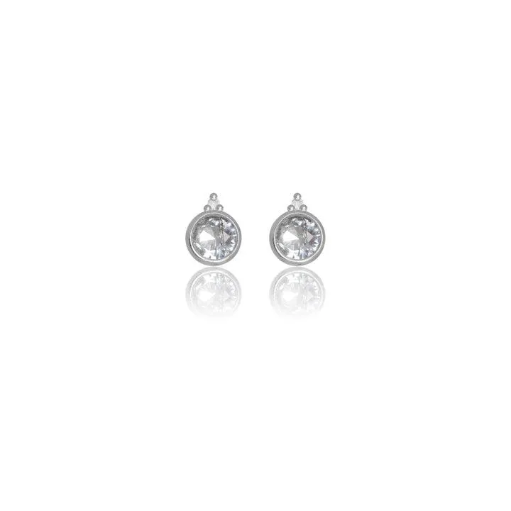 Georgini Natural Aquamarine and Two Natural Diamond March Earrings - Silver