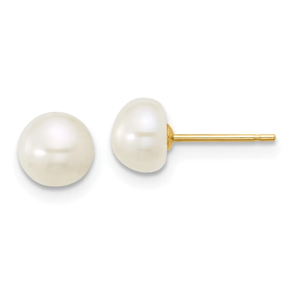 Gold 6-7mm White FW Cultured Pearl 18in. Necklace 7.25 Bracelet Earring Set - Model XF500SET