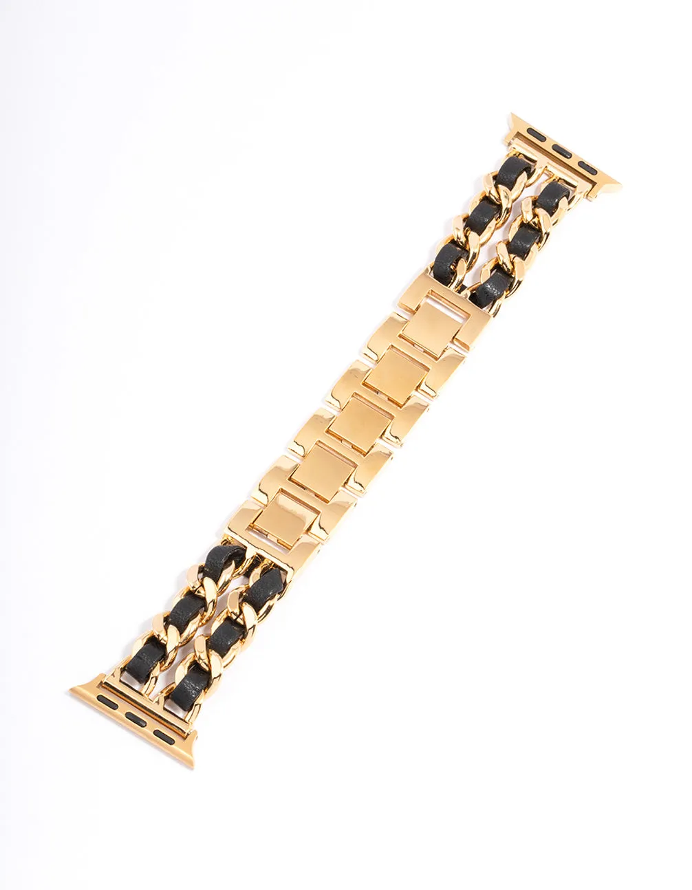 Gold & Black Faux Leather Watch Band 38/40/41mm