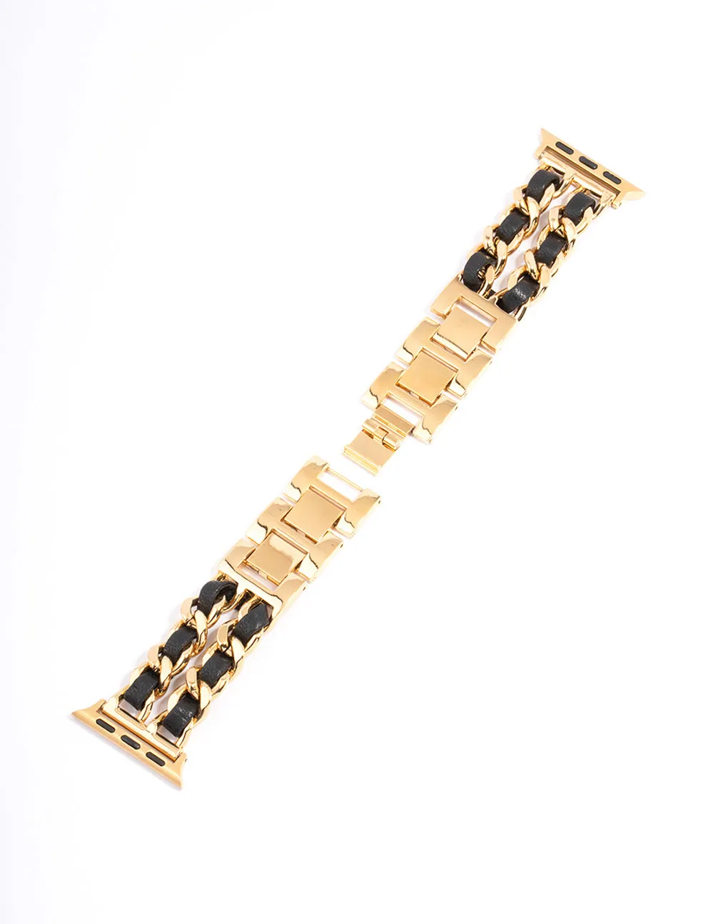 Gold & Black Faux Leather Watch Band 38/40/41mm