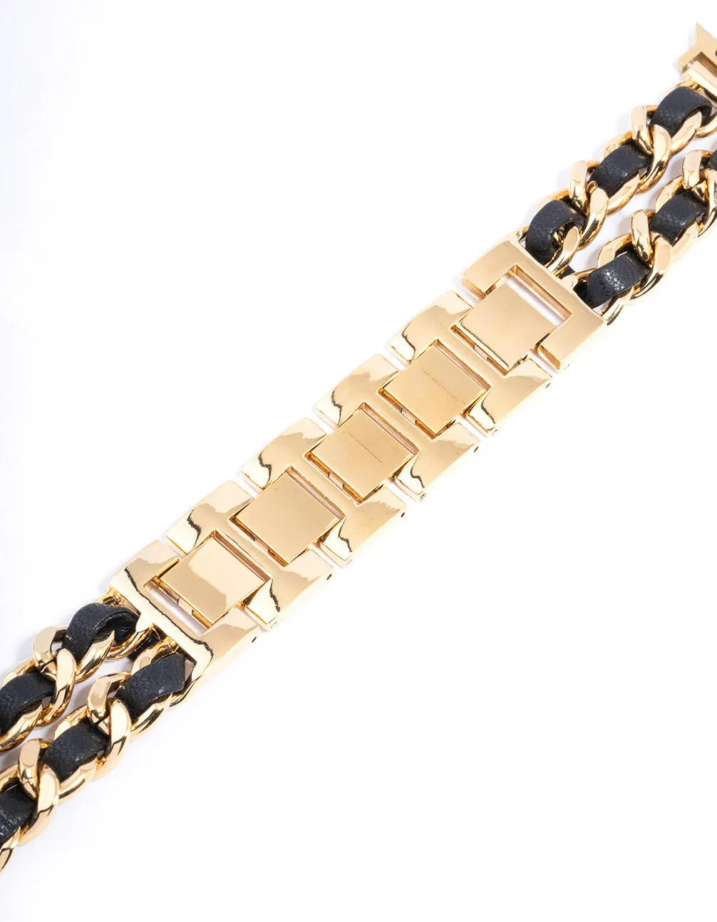 Gold & Black Faux Leather Watch Band 38/40/41mm