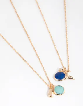 Gold & Blue Semi-Precious Jingle Necklace Pack