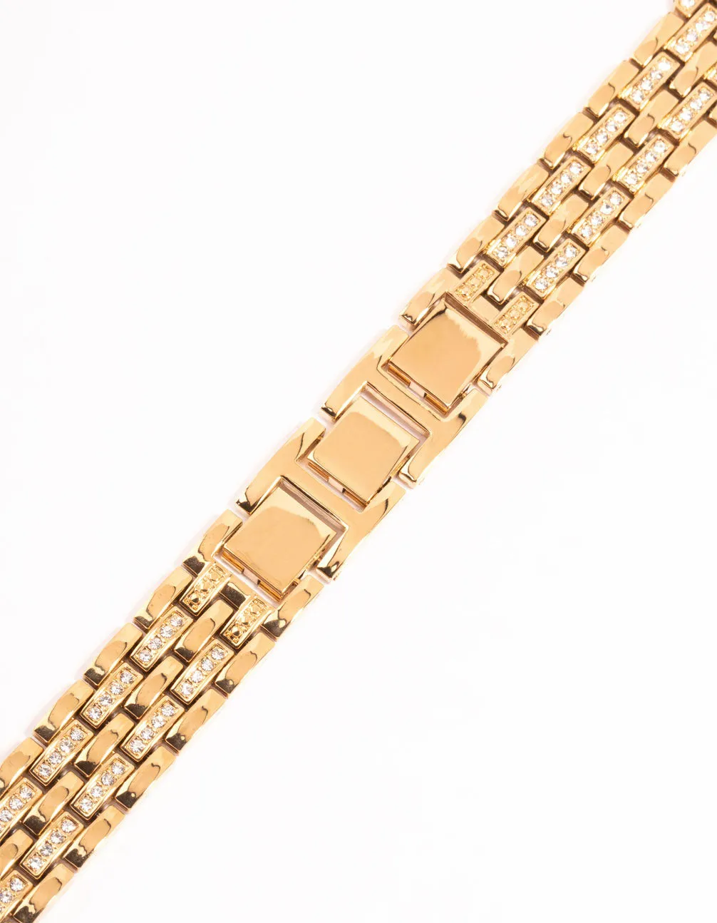 Gold & Diamante Chain Watch Strap 42/44/45