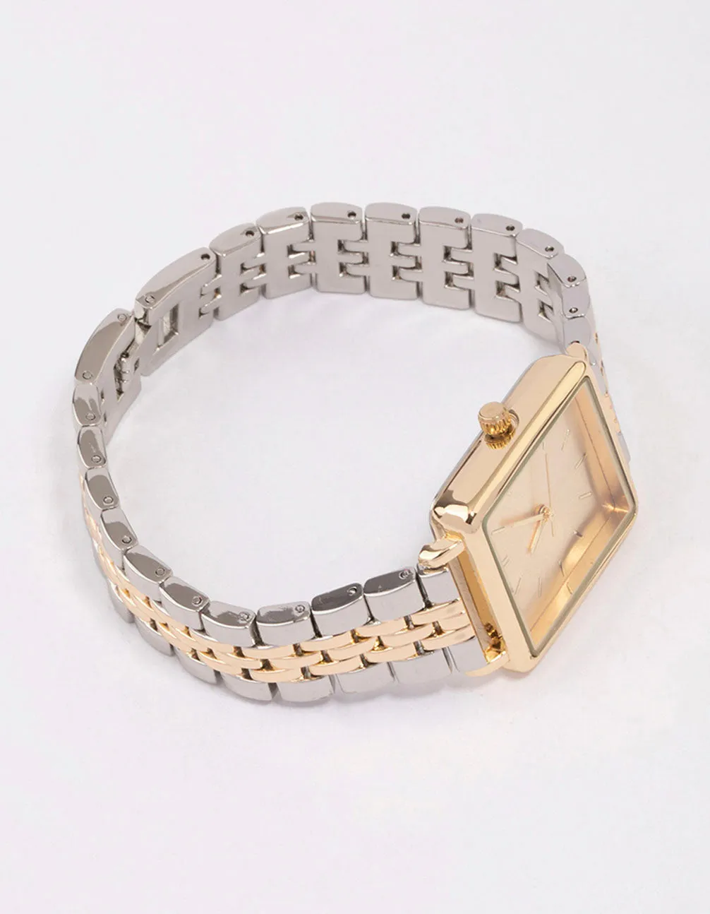 Gold & Silver Two-Toned Square Watch