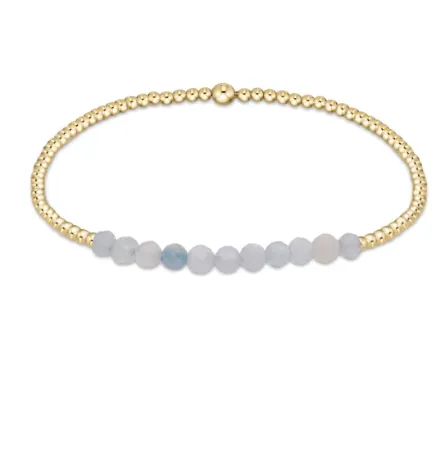 Gold Beaded Bliss 2mm Bead Bracelet - Aquamarine