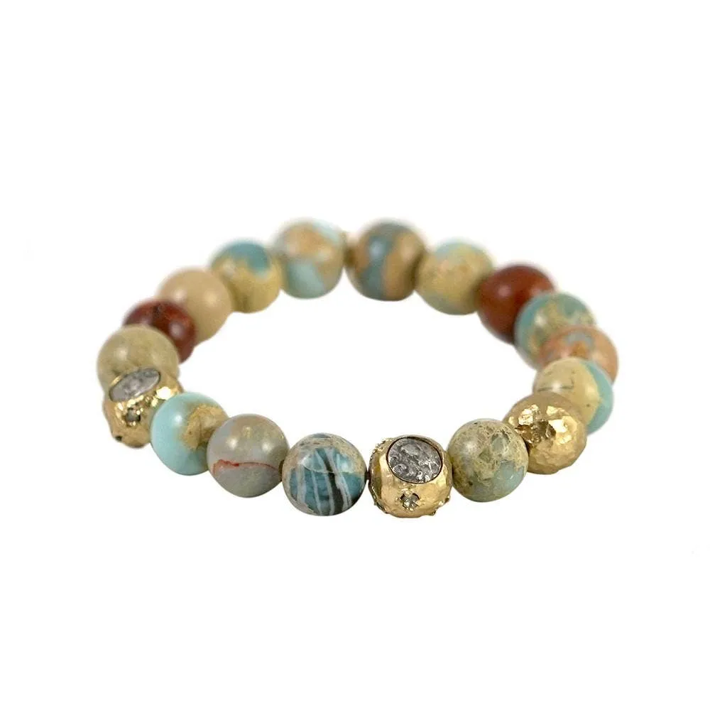 Gold Cera Blue Opal Stretch Bracelet