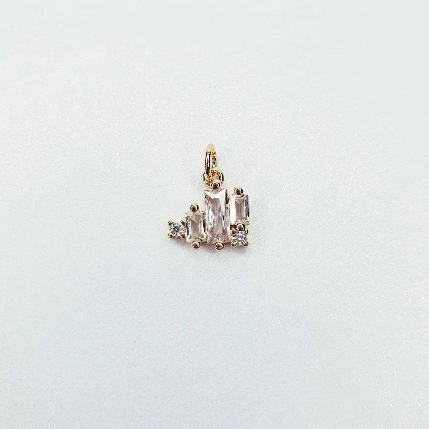 Gold Filled Mini Gold Heart Baguette Cubic Zirconia Charm