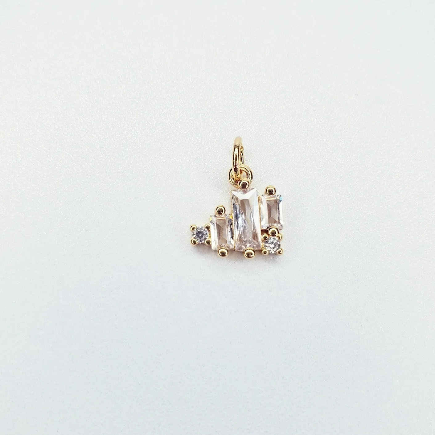 Gold Filled Mini Gold Heart Baguette Cubic Zirconia Charm