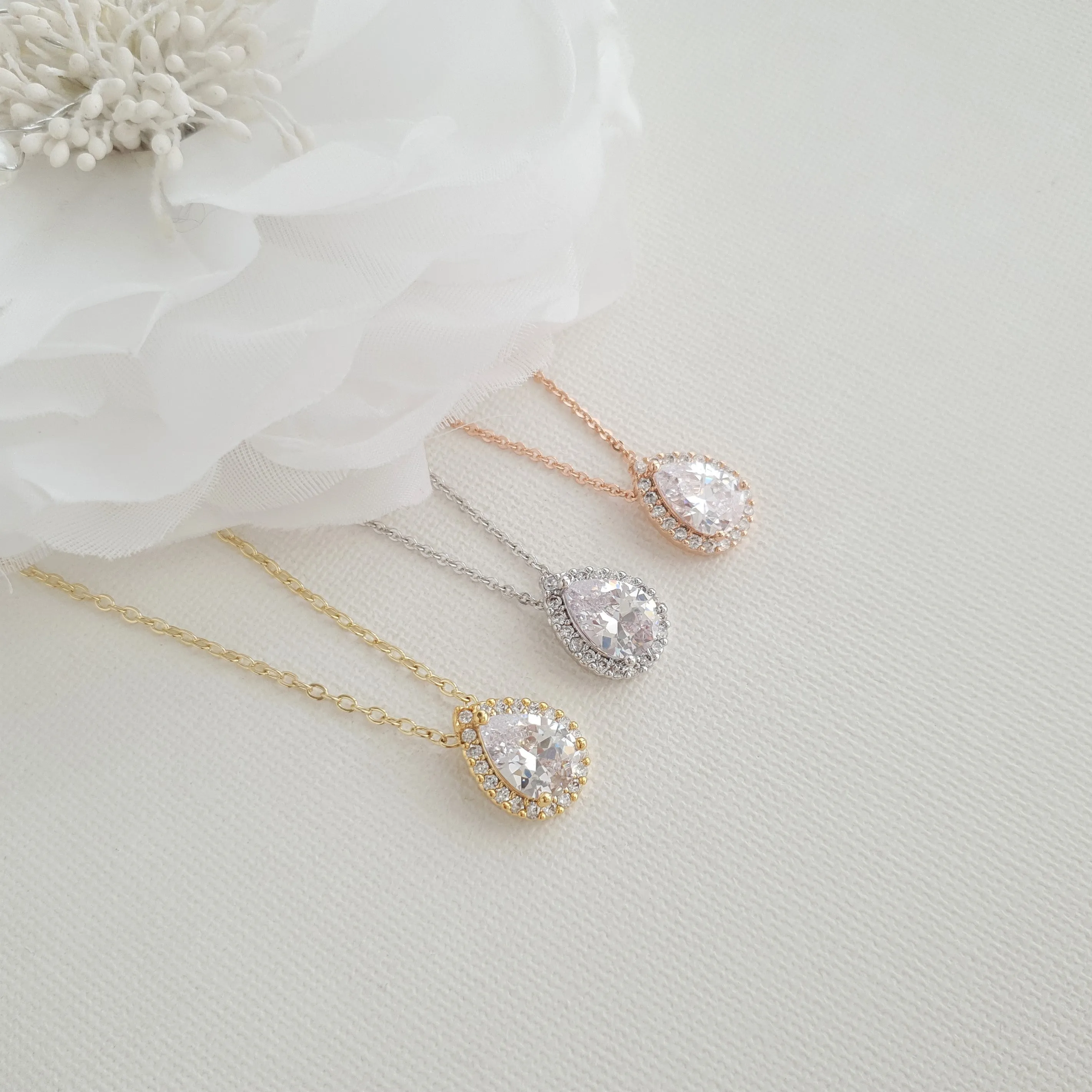 Gold Necklace Bracelet Stud Earrings Set for Brides-Emma