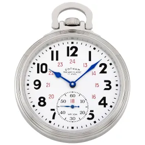 Gotham Men's Stainless Steel Mechanical Hand Wind Railway Classic Nostalgia Series Pocket Watch # GWC14116S