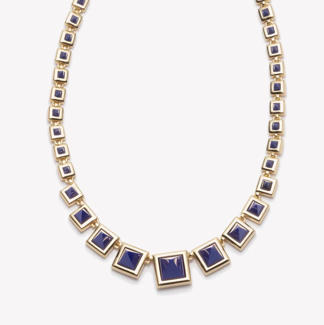 GRADUATED PYRAMID NECKLACE - LAPIS LAZULI