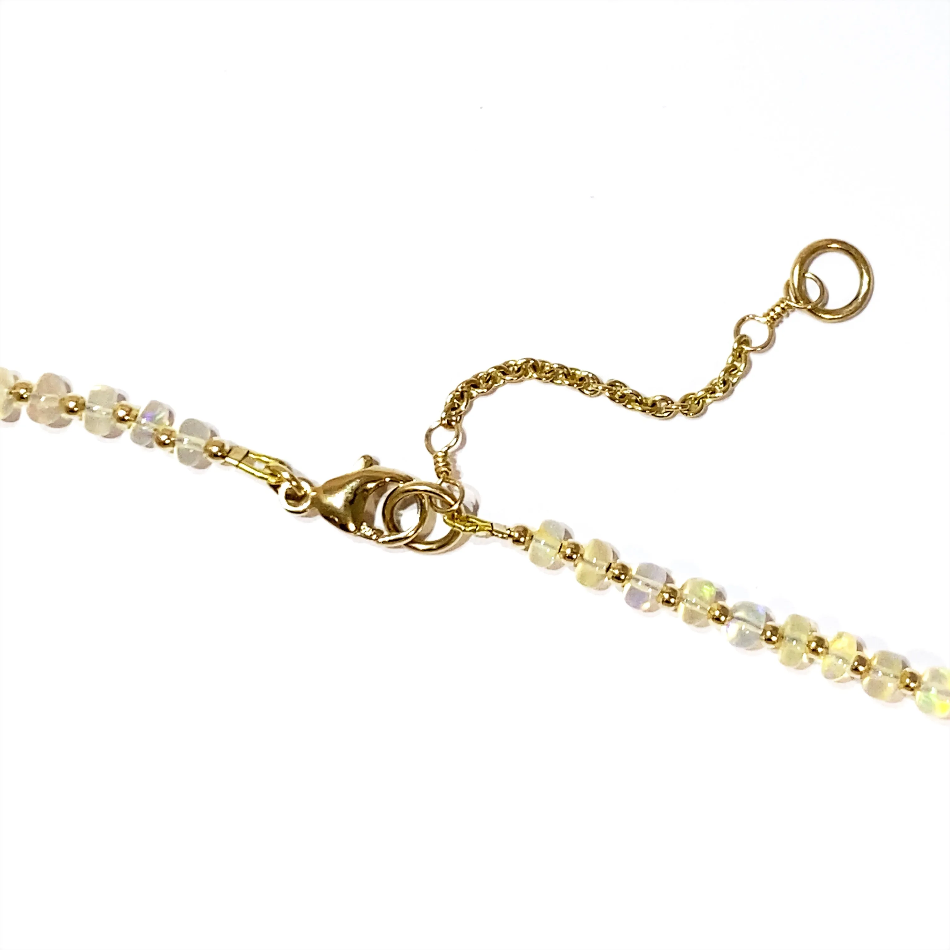 Graduated White Opal 14k Gemstone Necklace