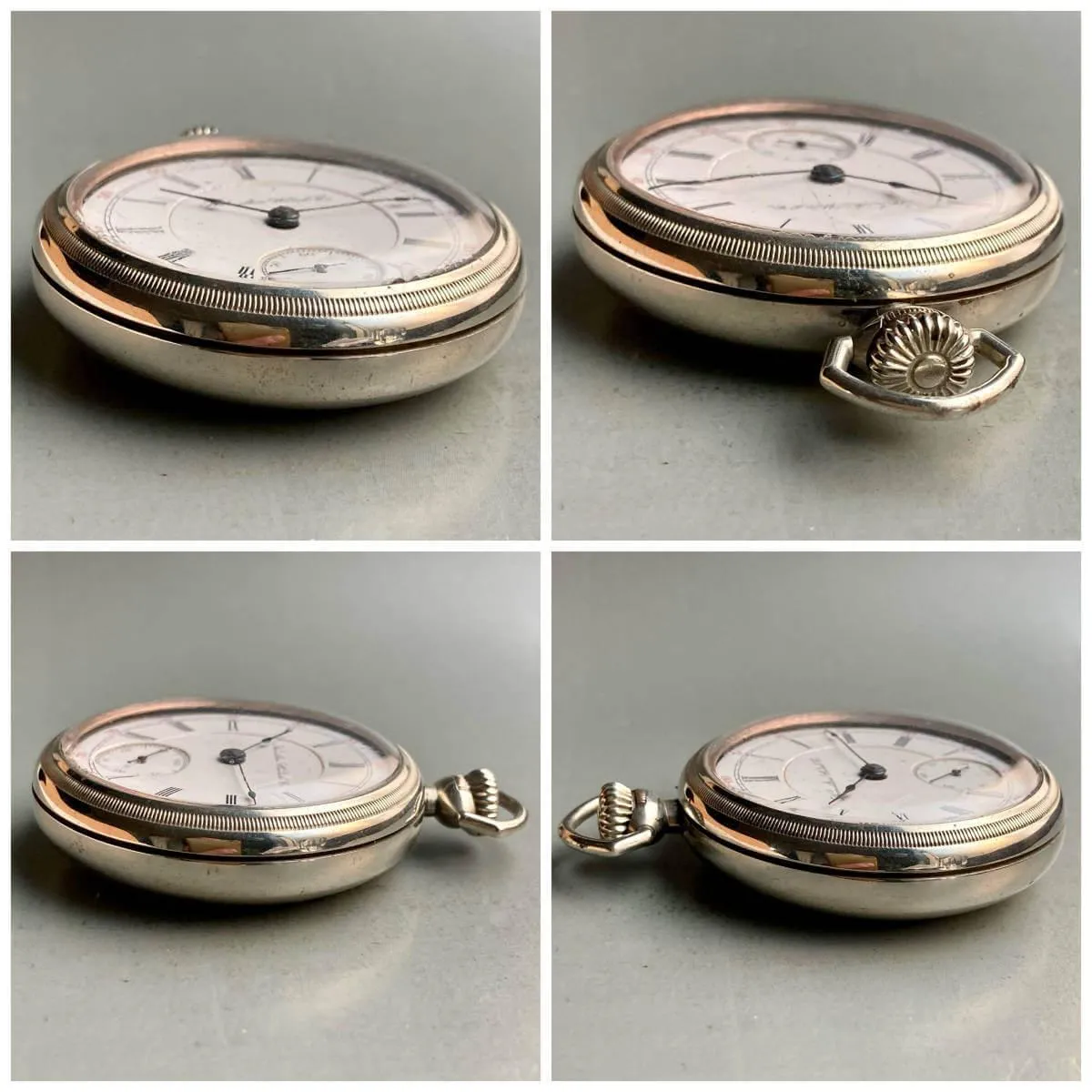 Hamilton antique pocket watch manual winding open face case diameter 55mm vintage pocket watch silver